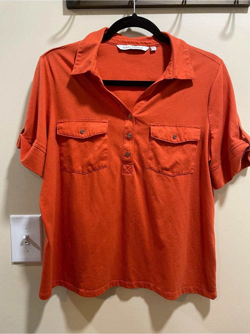 Emily Daniel’s Women's Orange Button-Front Utility Shirt